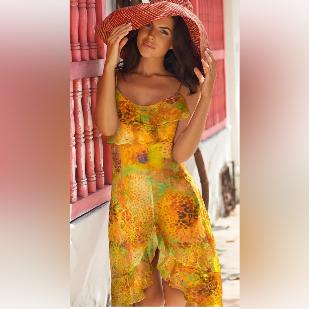 PILYQ *Tatiana* animal print hi low boho beach vacation dress in Chantel M